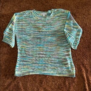 Zara Blue and Green Knit Women's Sweater